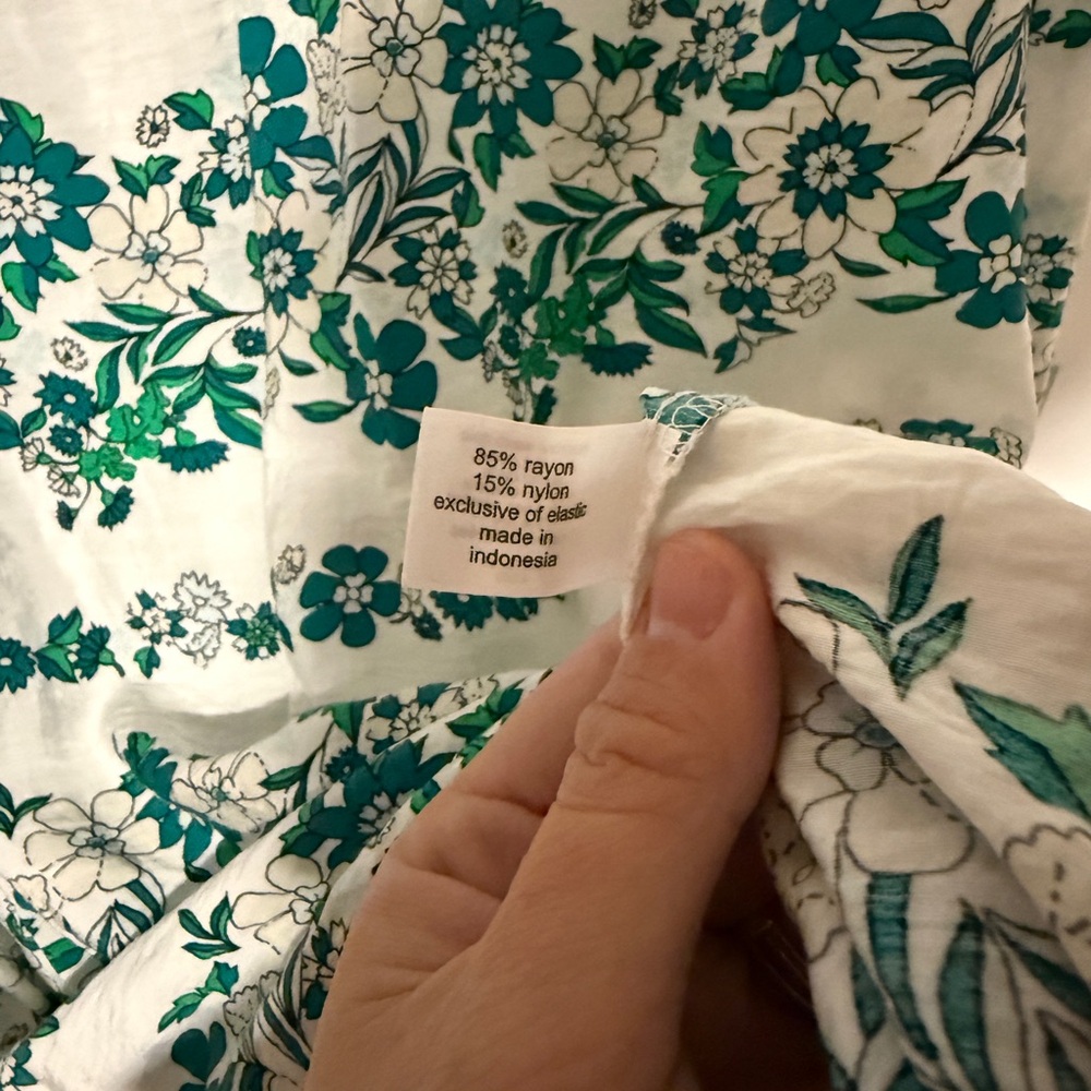 Lane Bryant Green and White Floral Blouse - Picture 3 of 4